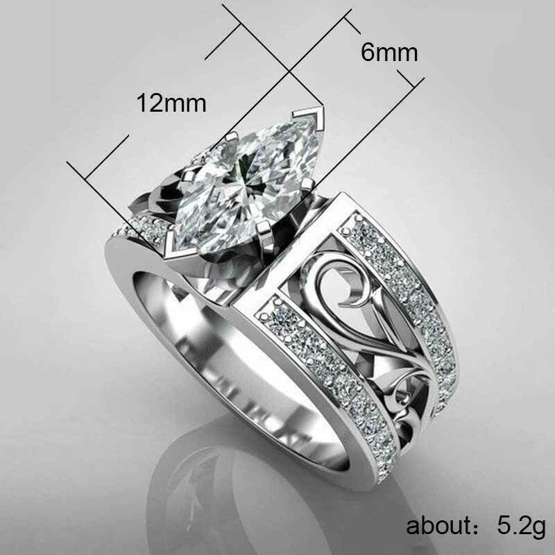 Wedding Engagement 925 Stamped Marquise Cut Simulated Sapphire Ring Sizes 6-10