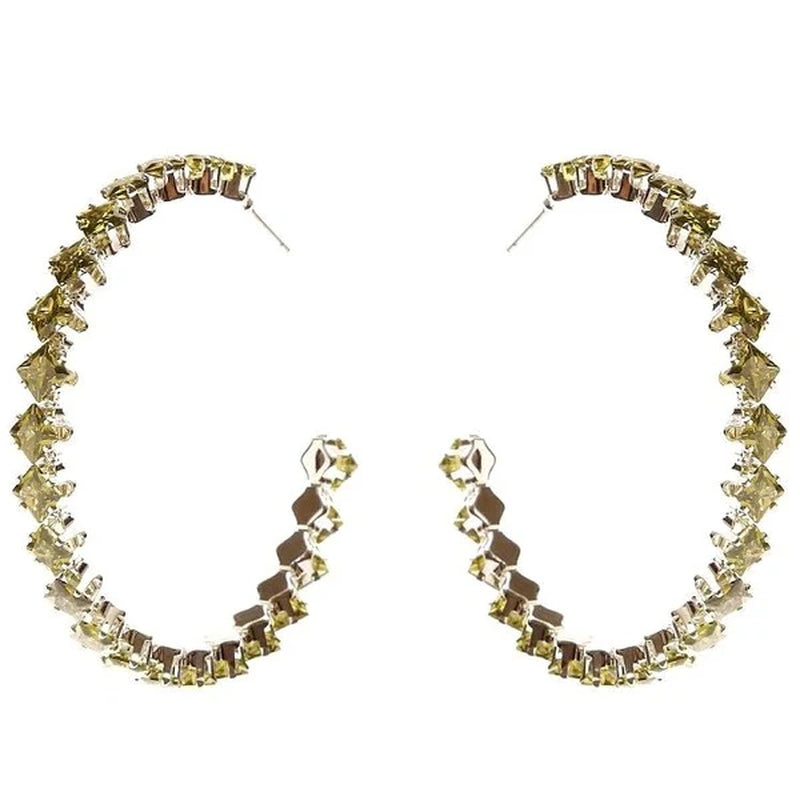 Elegant Square Crown Halo Cubic Zirconia Hoop Earrings