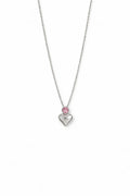 Elegant Stainless Steel Heart Necklace with Pink Stone for Women