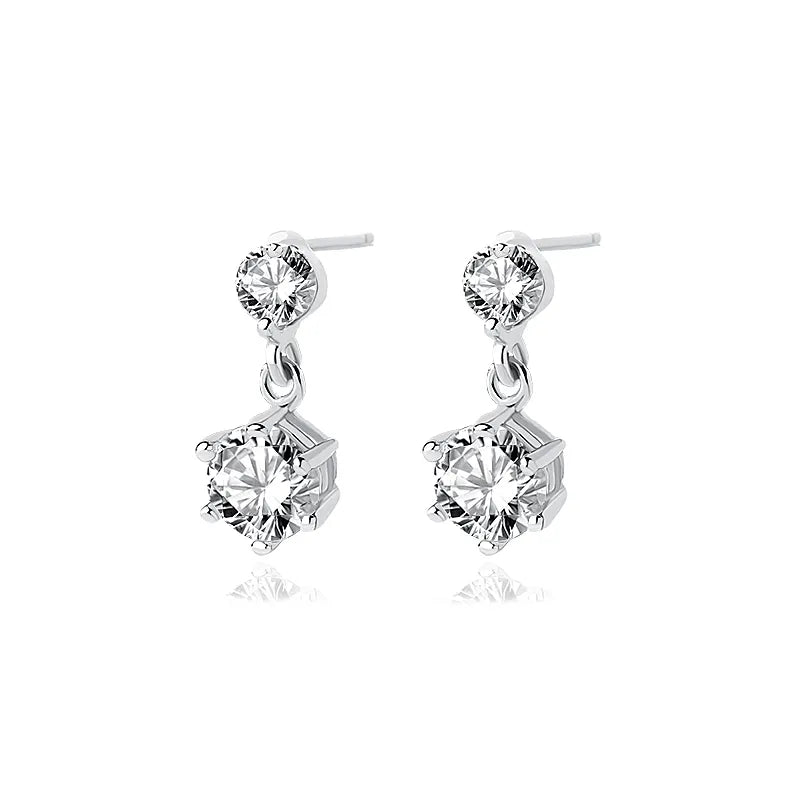 Elegant 925 Silver CZ Dangle Earrings for Women - Sparkle with Style!