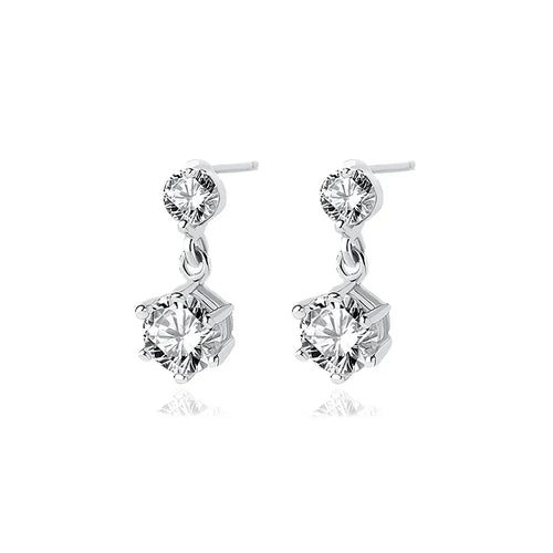 Elegant 925 Silver CZ Dangle Earrings for Women - Sparkle with Style!
