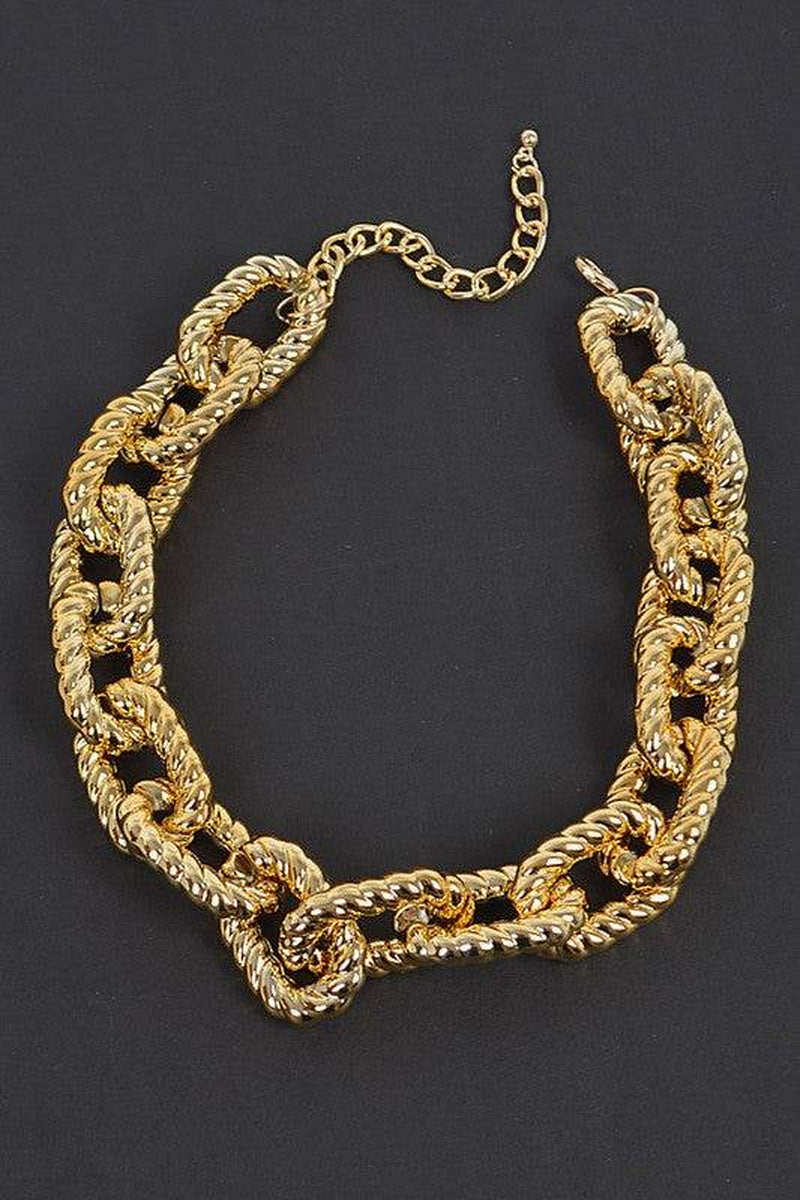 Stylish Textured Chain Link Necklace for Effortless Elegance