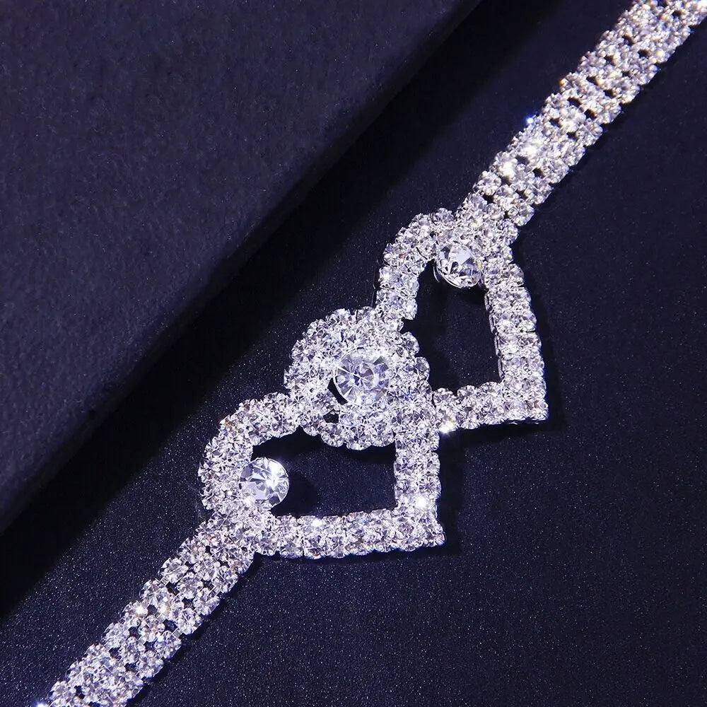 Charming Double Heart Crystal Anklet - Love Barefoot Chain Bracelet