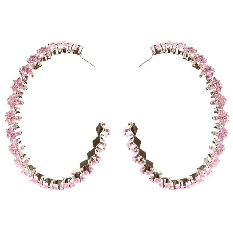 Elegant Square Crown Halo Cubic Zirconia Hoop Earrings
