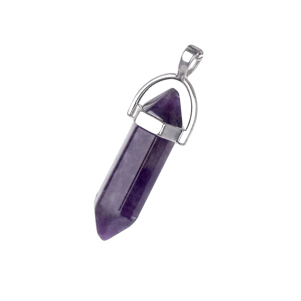 Natural Stone Hexagonal Pendant Necklace Healing Crystal Quartz Chakra Jewelry