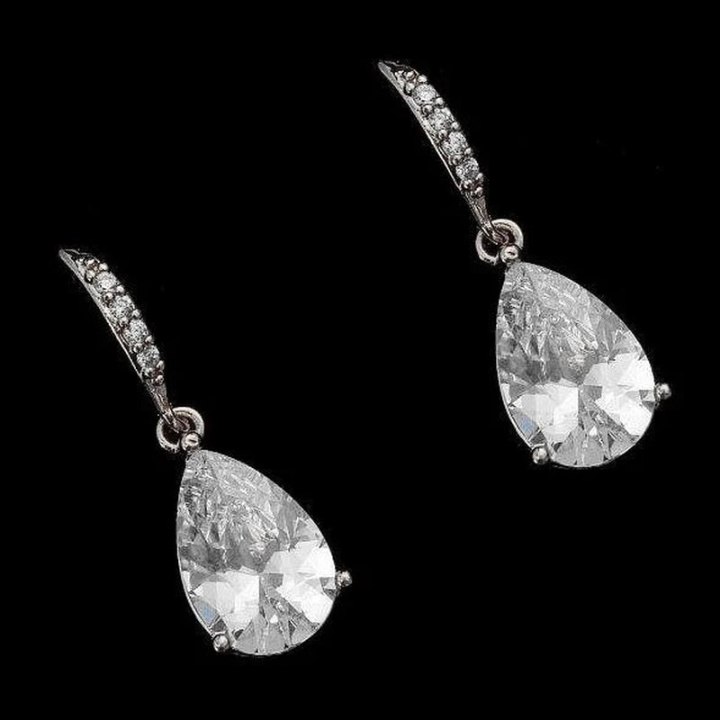 Stunning 5-Inch Bridal Pear Shape CZ Zirconia Earrings for a Dazzling Look