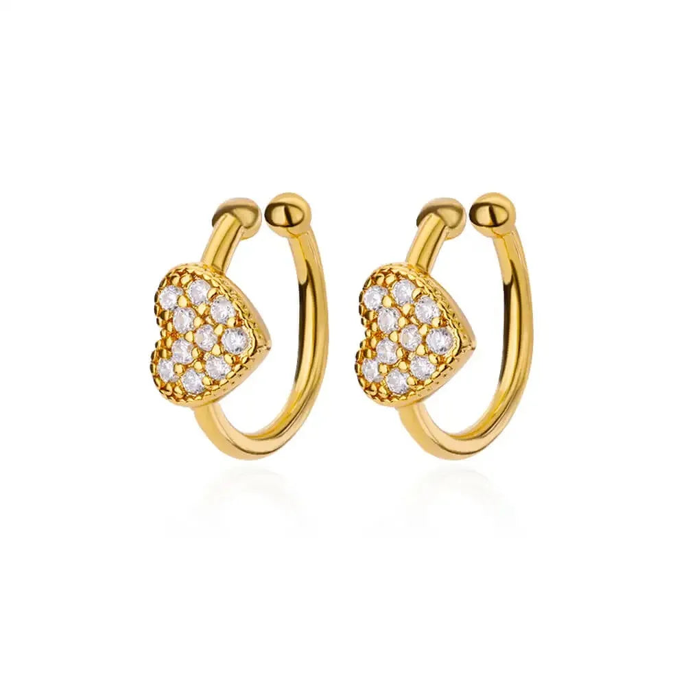 Elegant Gold Hollow Zircon Heart Earrings - Luxury Stainless Steel Jewelry Gift for Women with Free Shipping