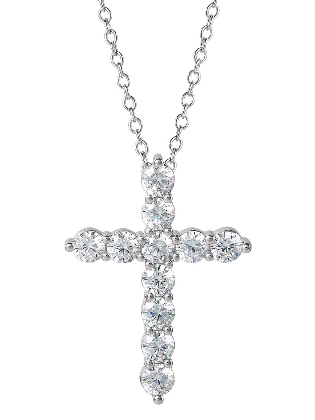 Brilliance Fine- Women'S Silver Plated Brass Cubic Zirconia Cross Pendant, 18" + 2" Ext Chain