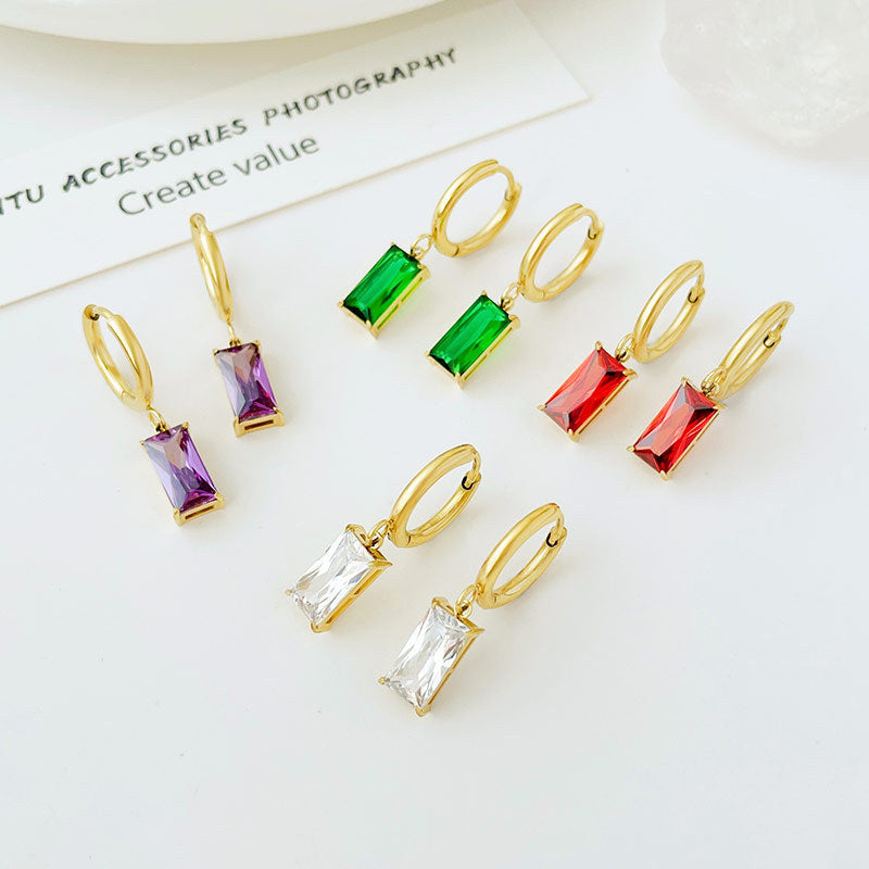 Stunning Gold Plated Hoops with Sparkling Cubic Zirconia Dangle Earrings