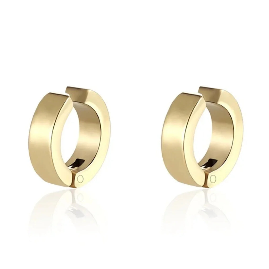 Stylish 2Pcs Non-Piercing Stainless Steel Cuff Hoop Earrings - Fake Piercing Clip-On Design