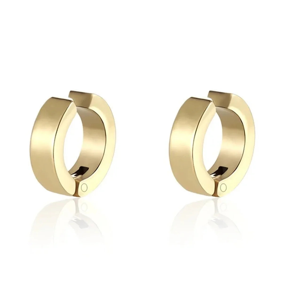Stylish 2Pcs Non-Piercing Stainless Steel Cuff Hoop Earrings - Fake Piercing Clip-On Design