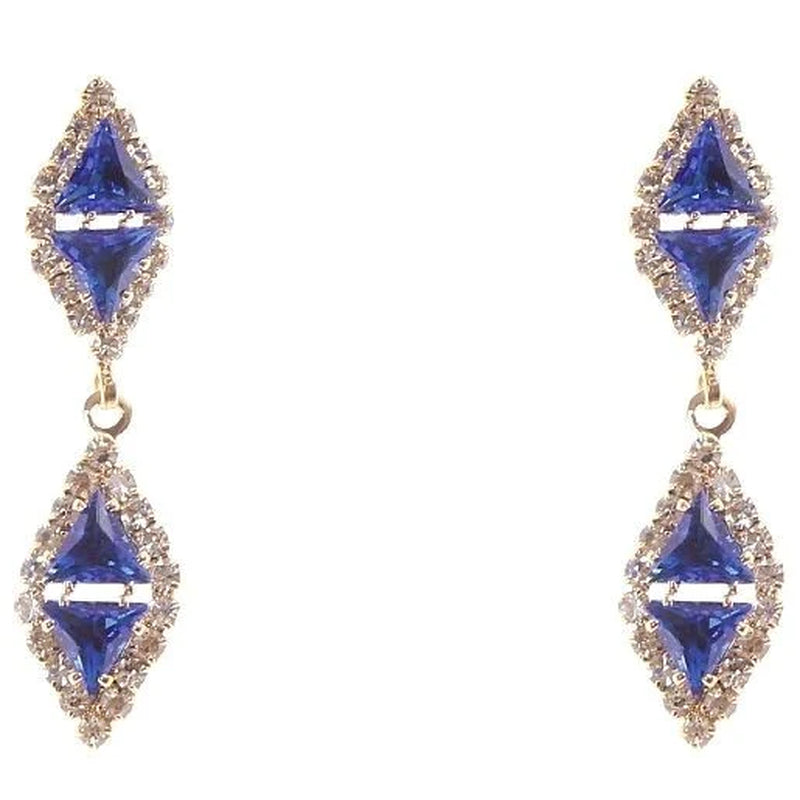 Stunning Linked Rhombus Dangle Earrings with Sparkling Rhinestones