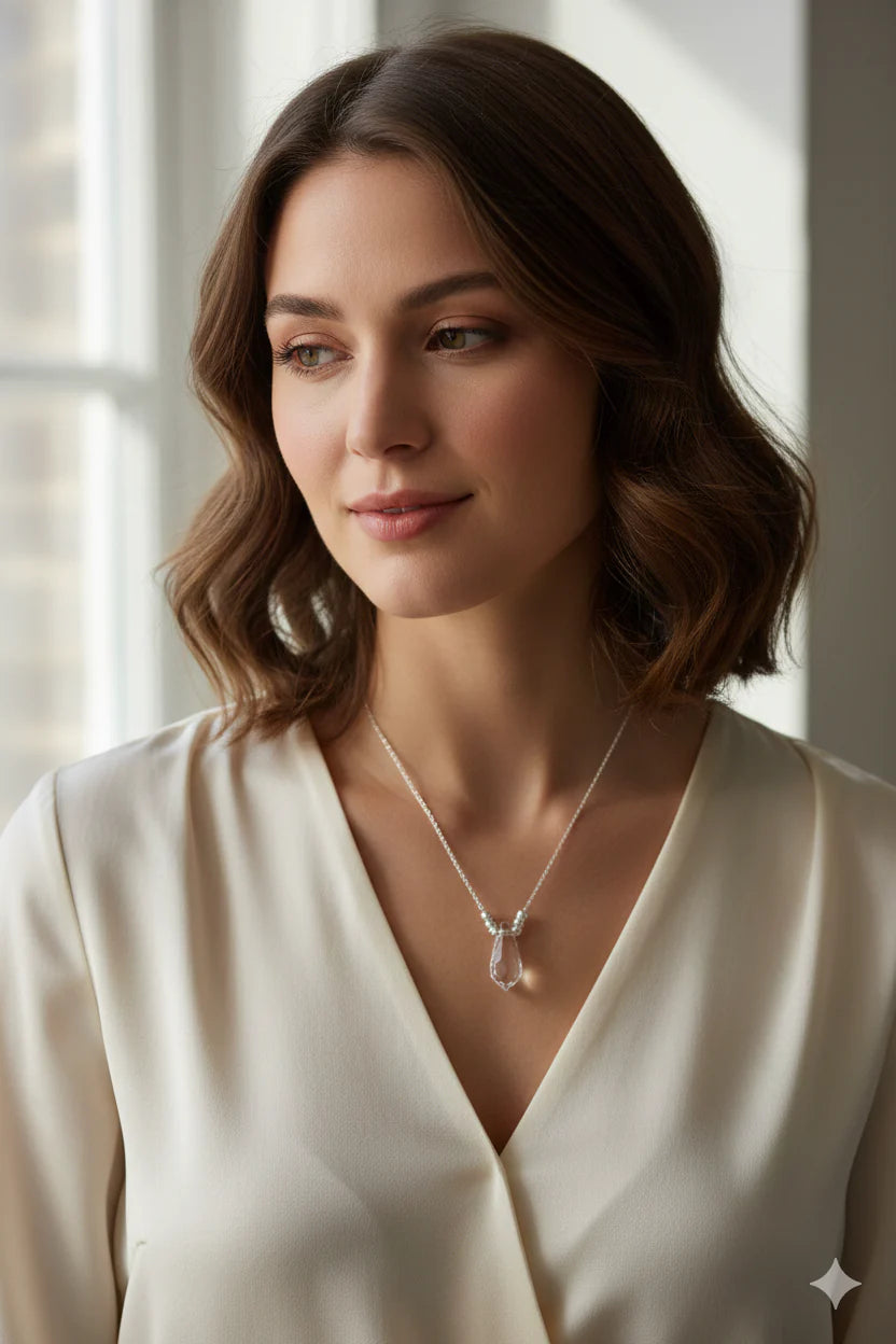 Elegant 925 Sterling Silver Crystal Pendant Necklace – A Sparkling Gift for Her