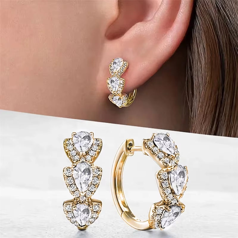 Luxury Blue Cubic Zirconia Hoop Earrings - Elegant Accessories for Weddings & Anniversaries