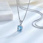 Elegant 925 Sterling Silver Blue Stone Pendant Necklace - Fine Jewelry