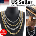 Stylish Stainless Steel Cuban Curb Chain Necklace for Men & Women - Available in 3/5/7/9/11mm Sizes