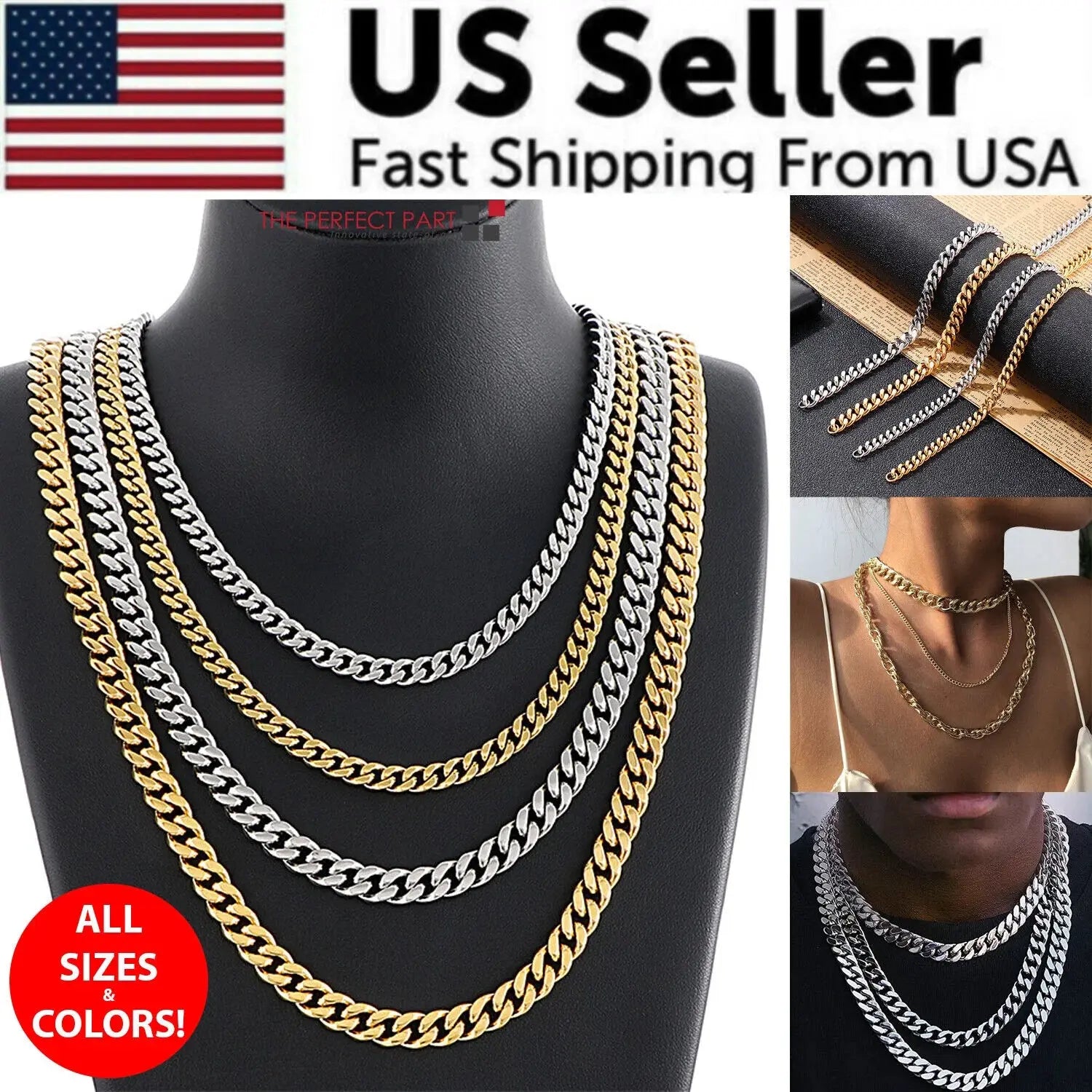 Stylish Stainless Steel Cuban Curb Chain Necklace for Men & Women - Available in 3/5/7/9/11mm Sizes