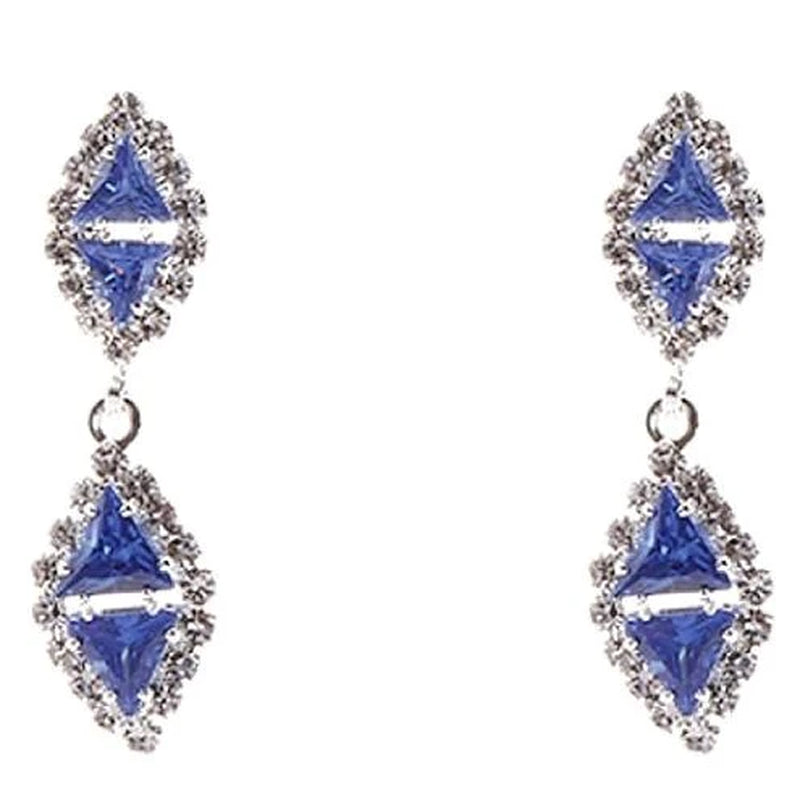 Stunning Linked Rhombus Dangle Earrings with Sparkling Rhinestones