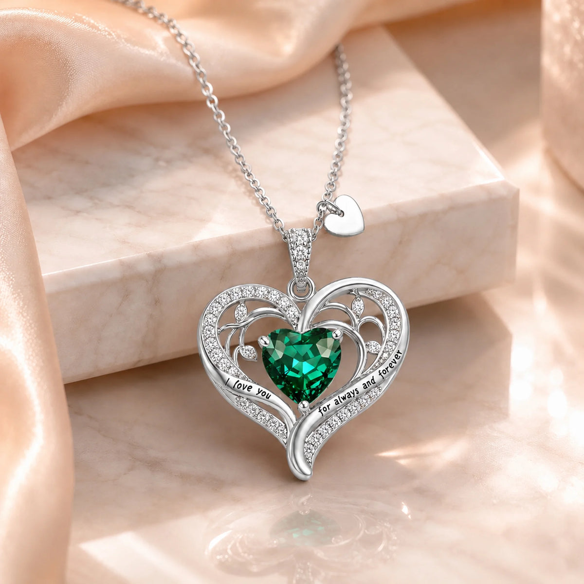 Birthstone Heart Pendant Necklace for Women, Christmas Birthday Anniversary Jewelry Gift