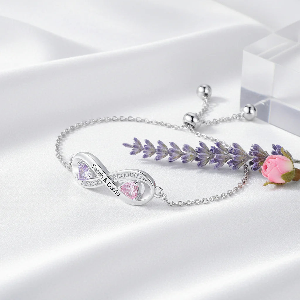 Stunning Personalized Birthstone Bracelet – Custom Engraved Jewelry for Her