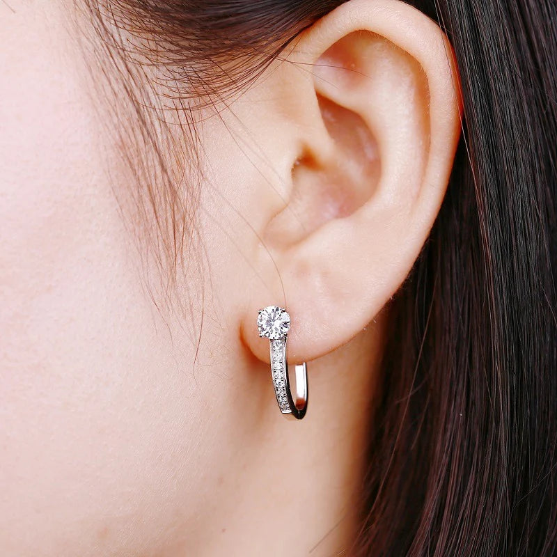 Stunning Silver Moissanite Hoop Earrings – Perfect Elegance for Any Occasion