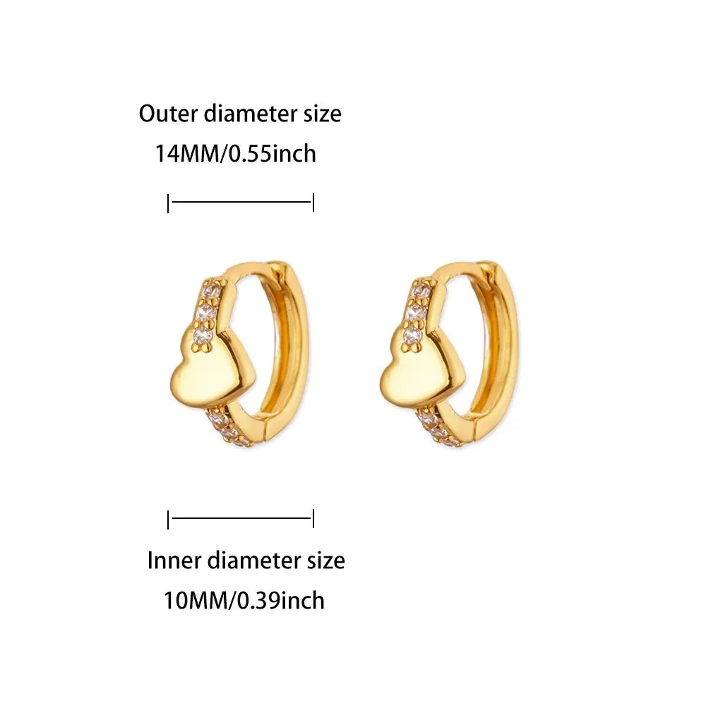 Elegant Gold Hollow Zircon Heart Earrings - Luxury Stainless Steel Jewelry Gift for Women with Free Shipping