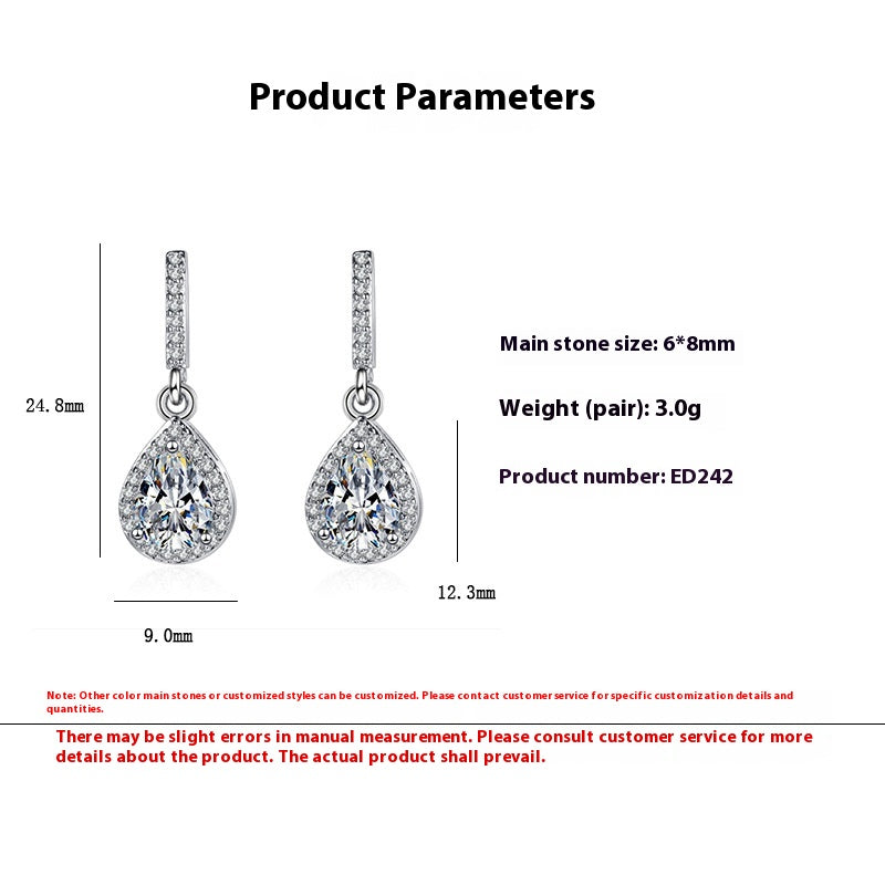 Fashion Drop Shape Ear Studs Micro Inlaid Zircon Earrings