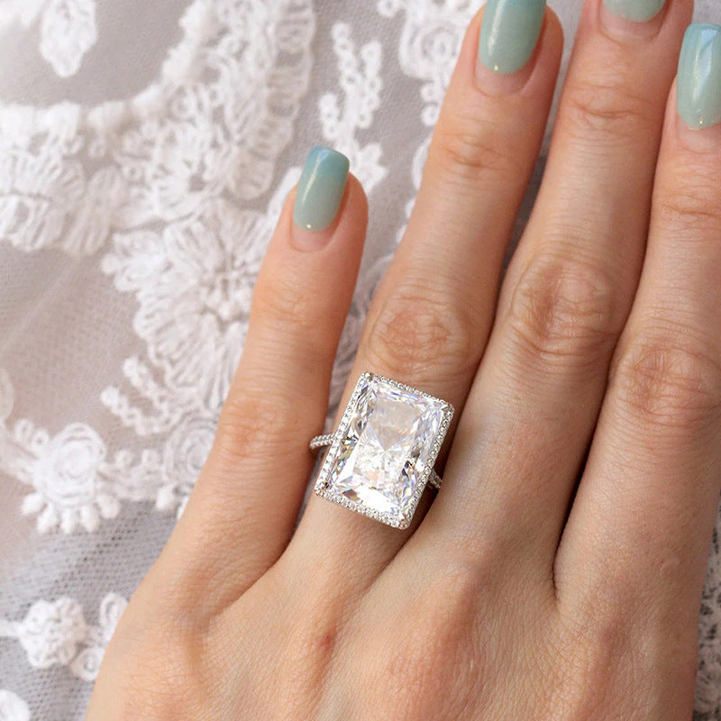 Bright Rectangular Eye-Catching Ring Fashion Simple