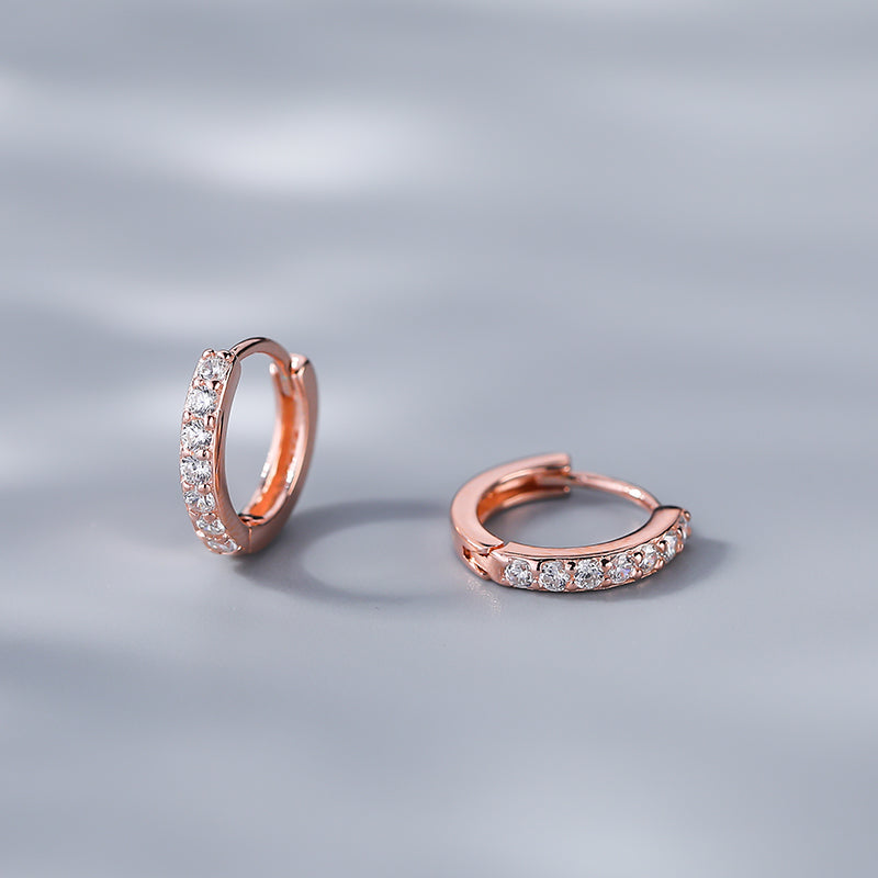 Stunning Rose Gold Micro Pave CZ Huggie Hoop Earrings for Effortless Elegance