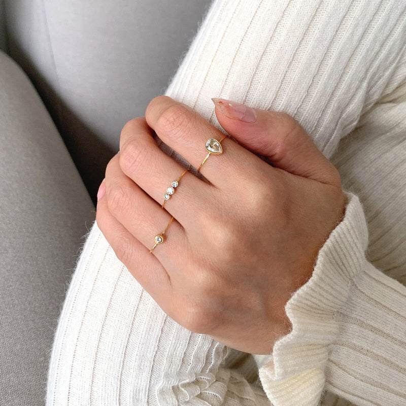 Elegant 18K Gold Plated Diamond Stacking Rings for a Glamorous Look