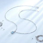 Elegant 925 Sterling Silver Blue Stone Pendant Necklace - Fine Jewelry