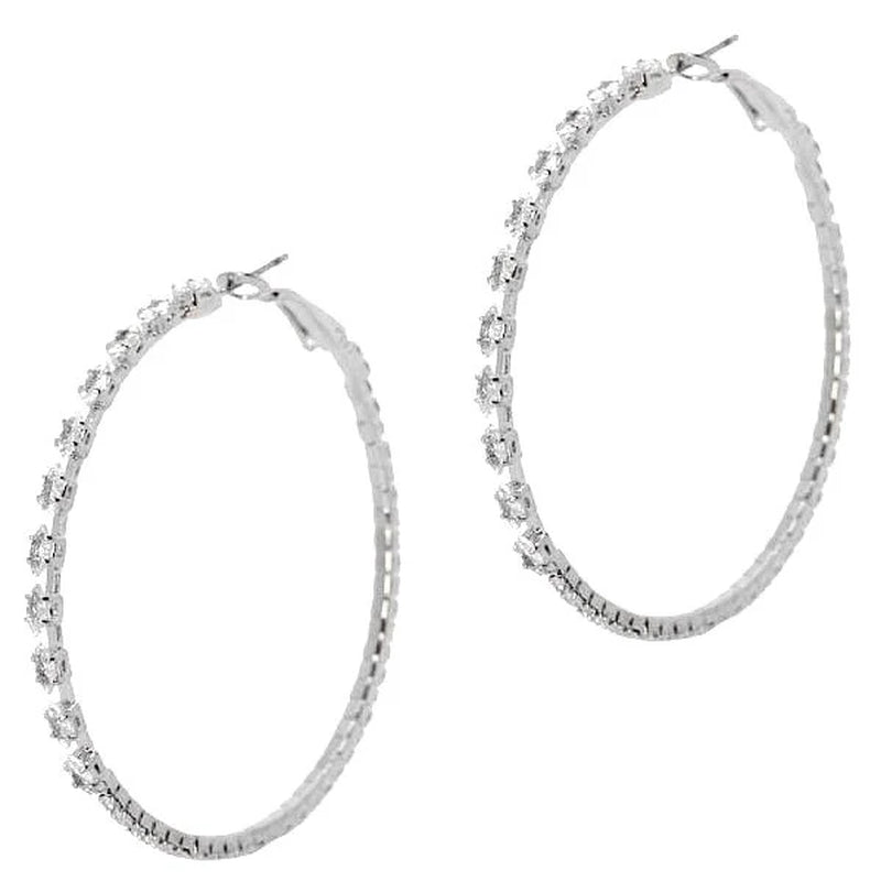 Stunning 50mm Marquise & Circle CZ Hoop Earrings - Elegant Sparkle for Every Occasion