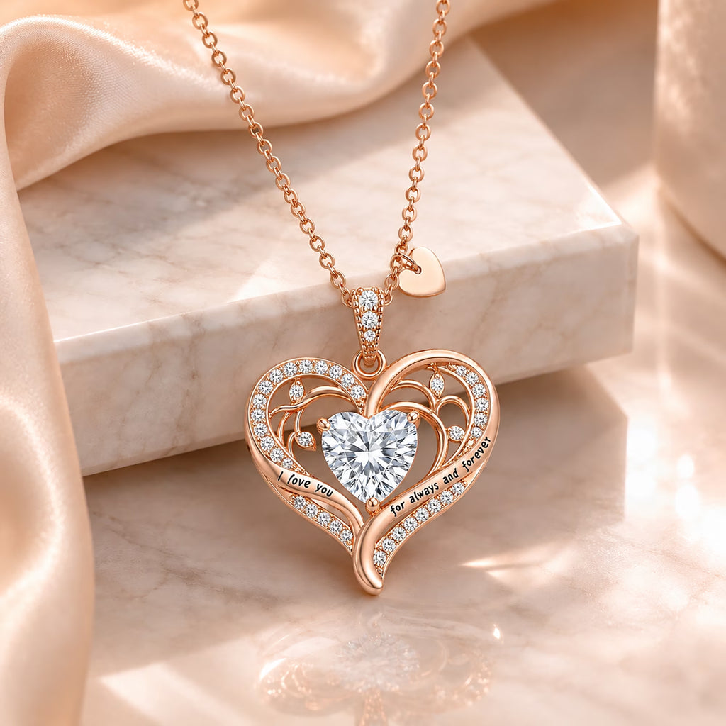 Birthstone Heart Pendant Necklace for Women, Christmas Birthday Anniversary Jewelry Gift