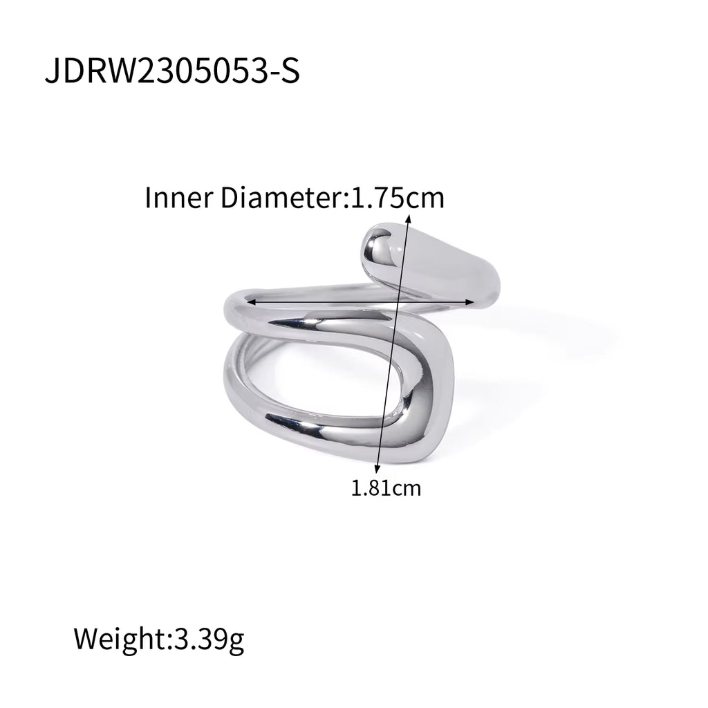 Stylish Waterproof Stainless Steel Geometric Wide Ring - Elegant Golden Jewelry for Women