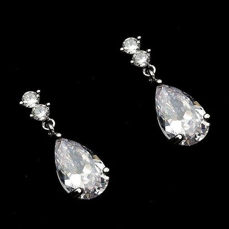 Elegant Silver Teardrop Earrings with Sparkling Cubic Zirconia