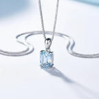 Elegant 925 Sterling Silver Blue Stone Pendant Necklace - Fine Jewelry