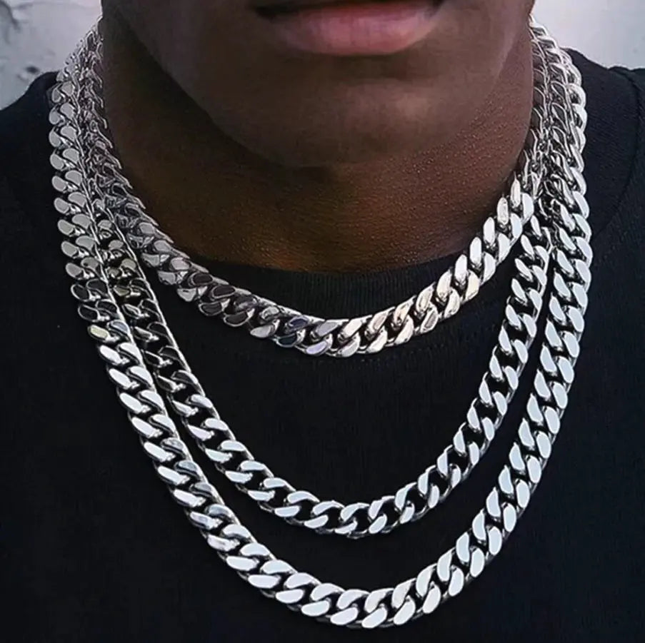 Stylish Stainless Steel Cuban Curb Chain Necklace for Men & Women - Available in 3/5/7/9/11mm Sizes