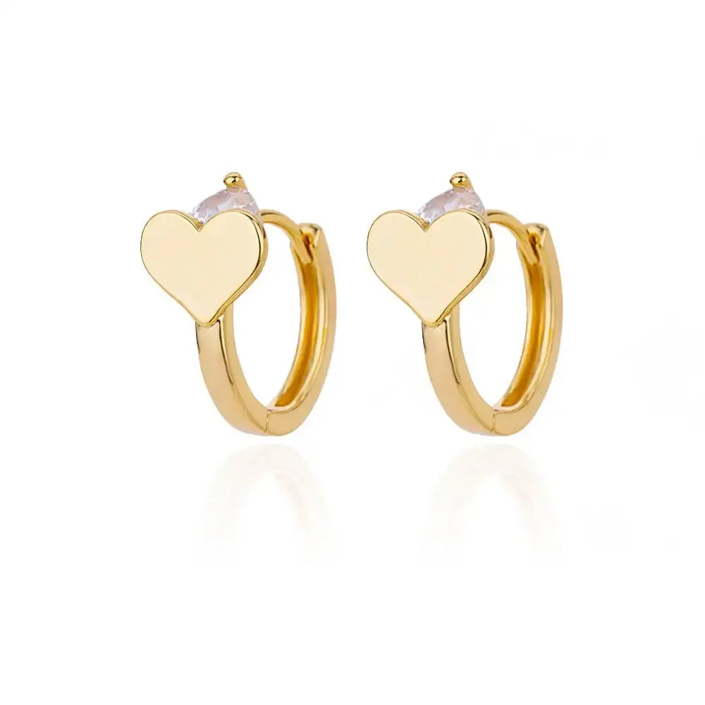 Elegant Gold Hollow Zircon Heart Earrings - Luxury Stainless Steel Jewelry Gift for Women with Free Shipping