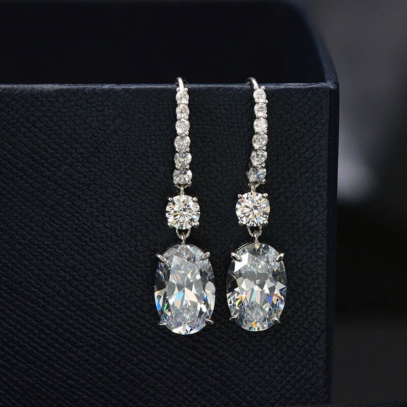 Women Elegant Cubic Zircon Anniversary Jewelry 925 Silver Filled Drop Earring