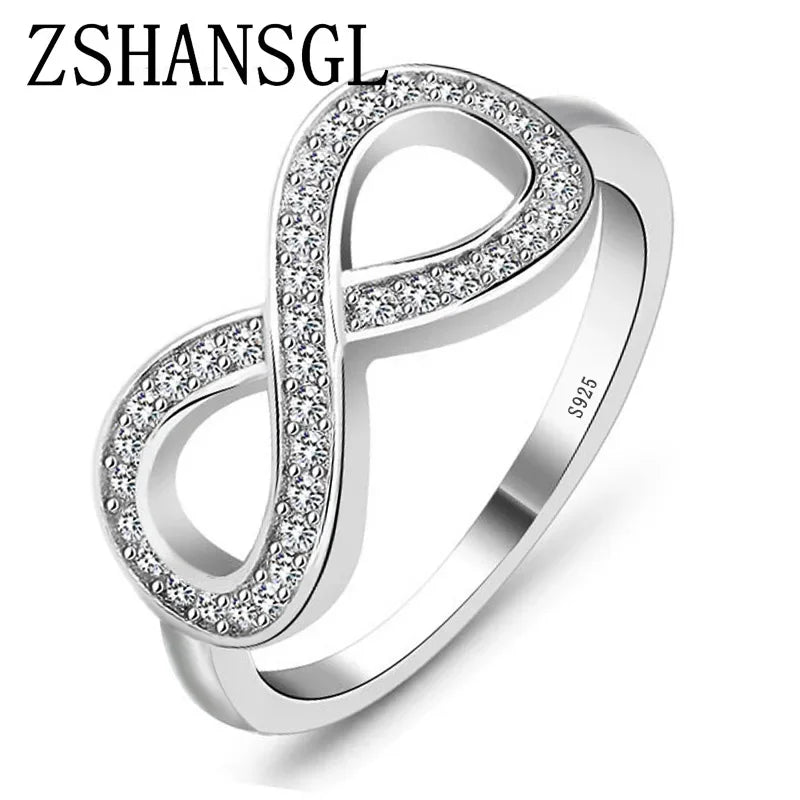 Elegant Infinity Love Claddagh 8 Shape 925 Sterling Silver Ring for Women - Timeless Silver Filled Jewelry