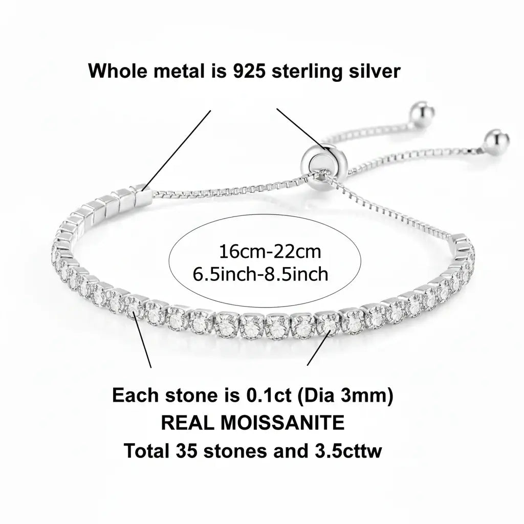 Brilliant Cut Moissanite Tennis Bracelet in 925 Sterling Silver - Timeless Elegance