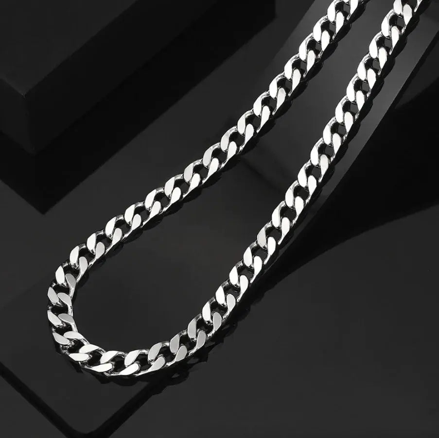 Stylish Stainless Steel Cuban Curb Chain Necklace for Men & Women - Available in 3/5/7/9/11mm Sizes
