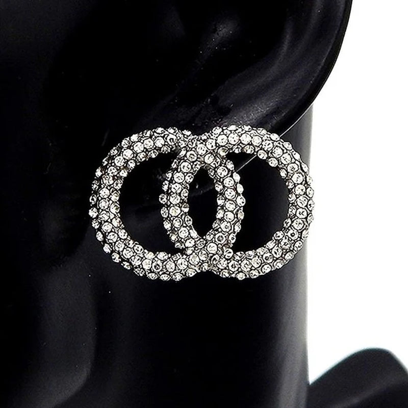 Sparkling Infinity Link Earrings with Pave Rhinestone Setting