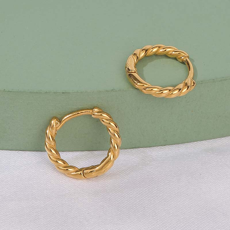 Elegant 18K Gold Plated Thin Rope Chain Hoop Earrings