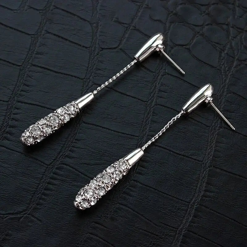Luxury Korean Long Tassel Pearl Dangle Earrings with Rhinestones - Perfect for Weddings and Parties
