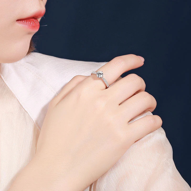 Stunning 925 Sterling Silver Engagement Ring with 18K White Gold and AAA Zircon for Women
