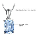 Elegant 925 Sterling Silver Blue Stone Pendant Necklace - Fine Jewelry