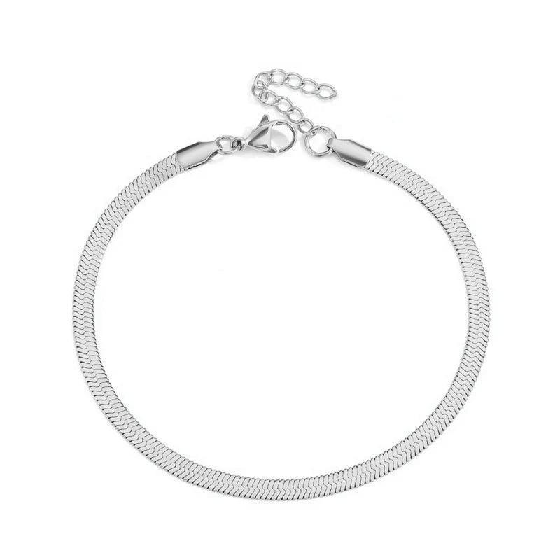 Chic Silver Plated Serpentine Chain Anklet - Perfect Beach Jewelry for Women