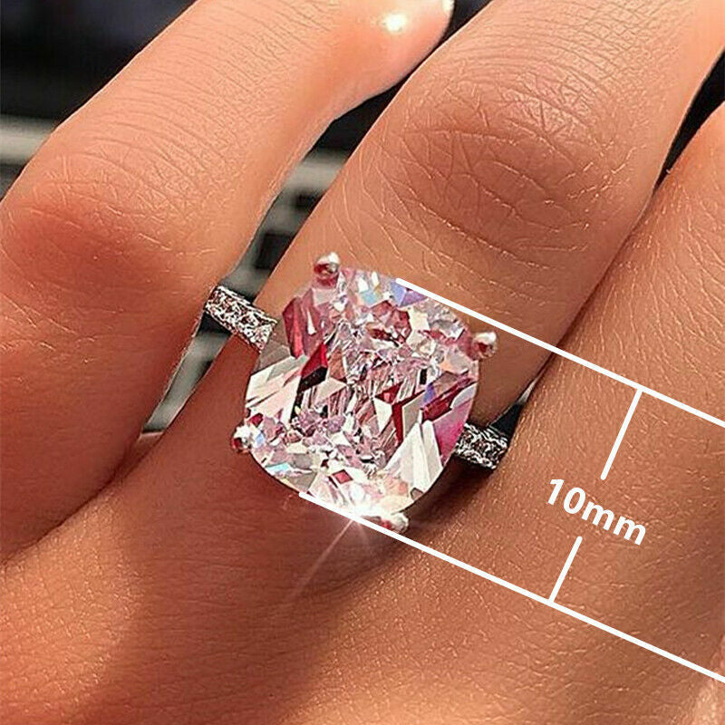 Sunshine Women Jewelry 925 Silver Ring Cubic Zircon Wedding Ring Sz 6-10