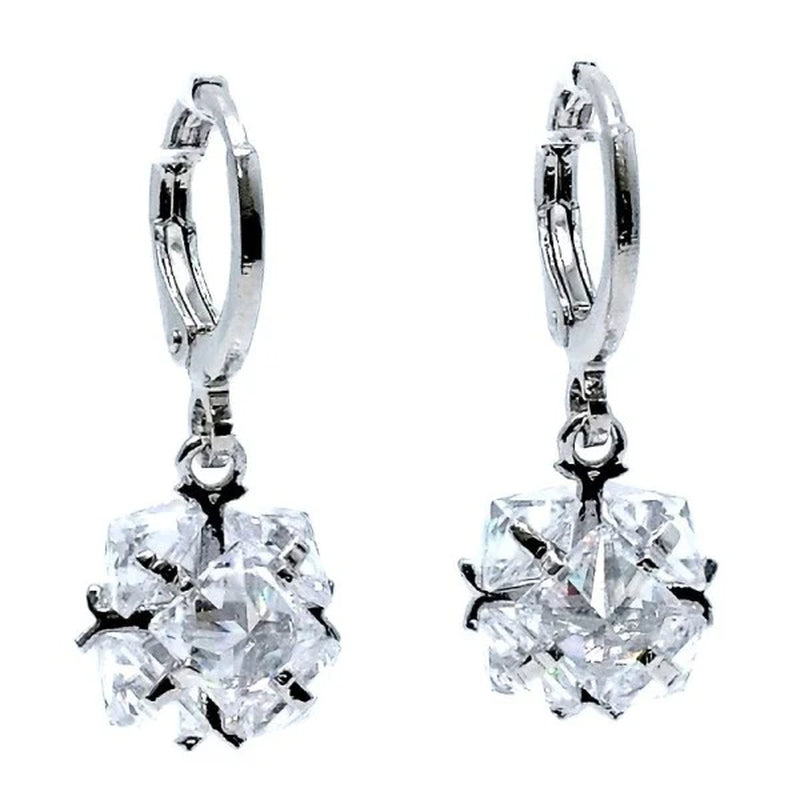 Sparkling Crystal Dangle Mini Hoop Earrings with Cubic Zirconia